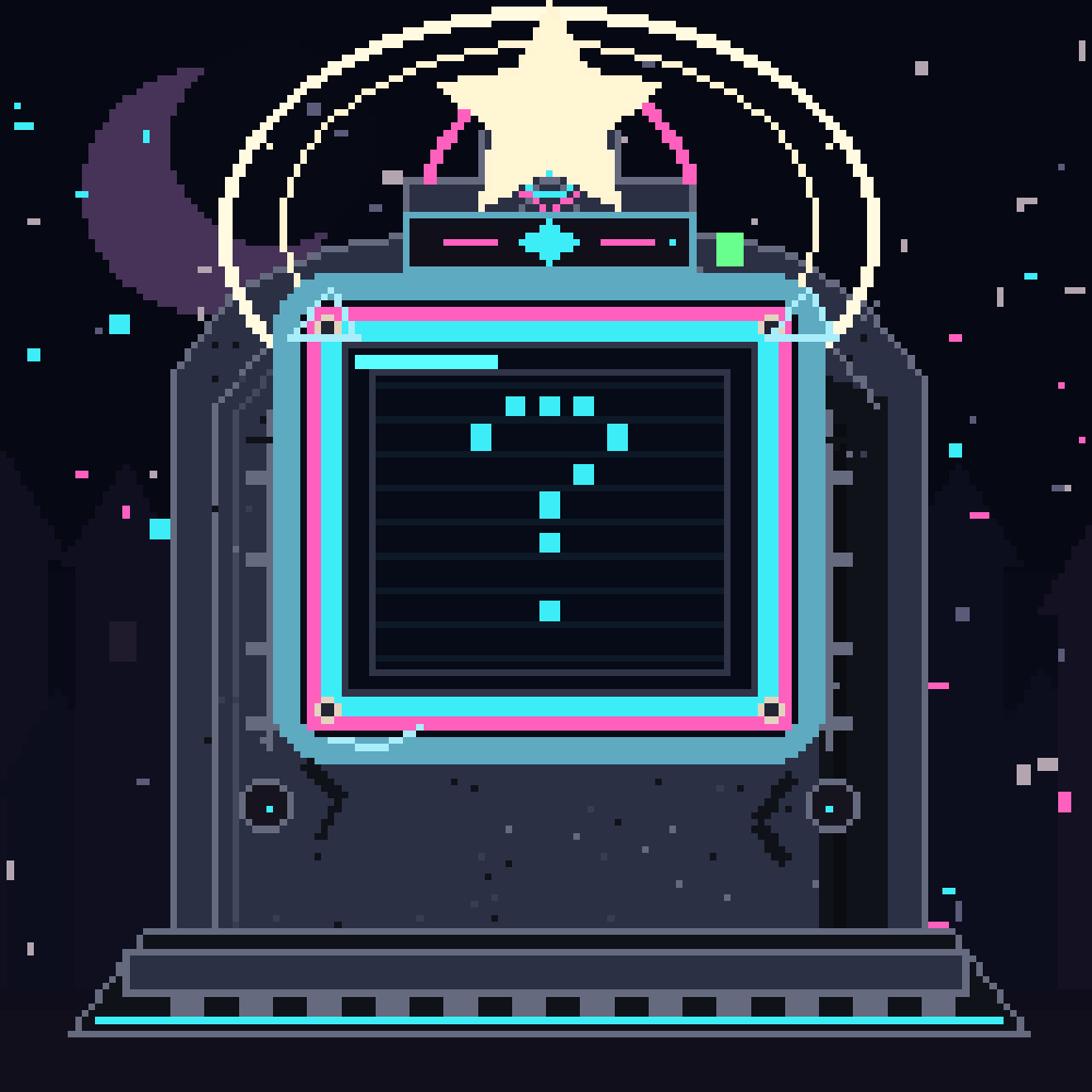 A spectral pixel spirit within a cyber-gothic monument